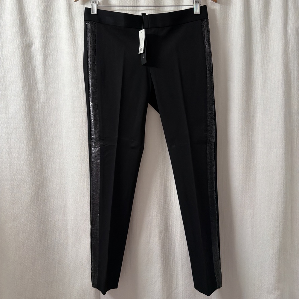 NWT Banana Republic Black Sloan Pants Cotton Pants w/Sequined Piping | Size: 2